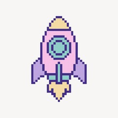 Fototapeta premium Pixelated retro rocket illustration.