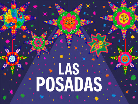 Colorful mexican piatas for las posadas celebration display