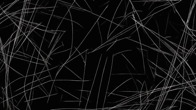 Abstract black background with white scratches and lines texture animation loop