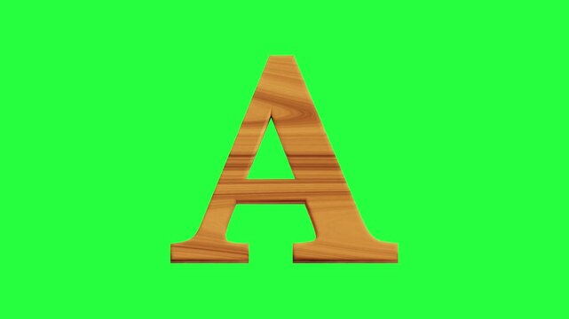 A Alphabet 3D Material Transition Loop Animation on Green Screen Background for Typography, Motion Graphics, Social Media, Video Editing, Branding, and Digital Content