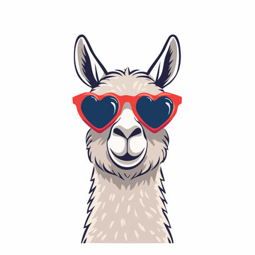 Llama wearing heart-shaped sunglasses