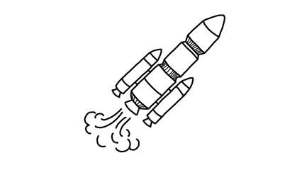 Rocket ship launching into space Hand Drawn illustration with alpha transparent background © C Corner