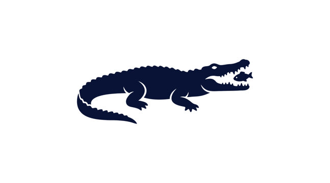 Crocodile eating fish feeding behavior silhouette icon