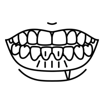 Minimalist Monochrome Cartoon Symmetrical Smile Showcasing Teeth Gums Jawline