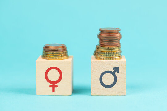 Payment gap, income of men and women for work, disadvantage in society, female or male, different gender concept, equal pay day
