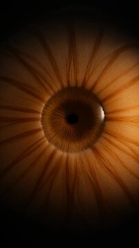 Macro shot of a brown human eye iris and pupil dilating