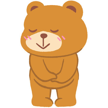 Chubby belly adorable male teddy bear shy in love and stand blush bashful flat doodle hand-drawn