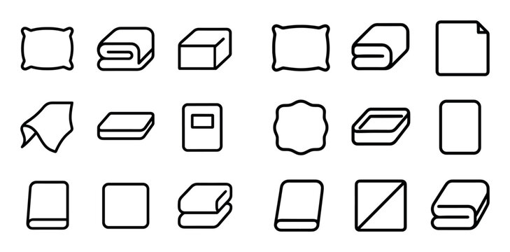 Document and notebook concept icons with folded paper, pillow and book for infographic branding in outline style