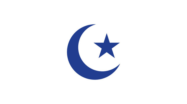 Islamic Crescent Moon and Star Symbol.
