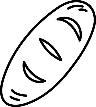 Cute baguette bread doodle minimal
