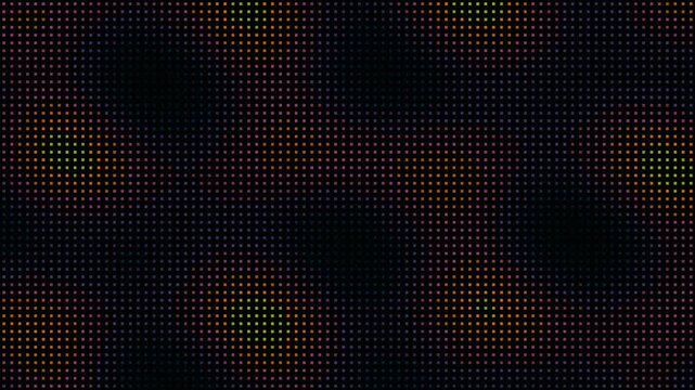 Abstract LED light grid with shifting colorful digital patterns
