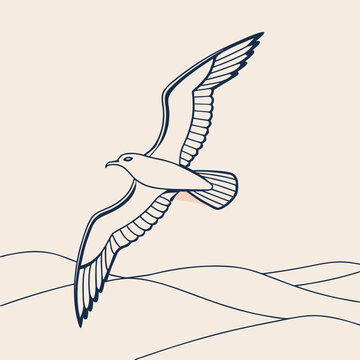 White bird flying over the ocean with creature
