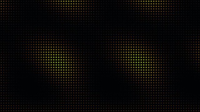 Abstract halftone dot grid pattern changing colors on black background
