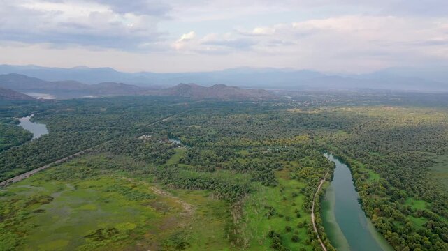 River Moraca and surrounding landscape in Montenegro
