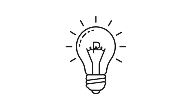 Outline of a light bulb with the letter p inside represents protected ideas and registered patent legal concepts.