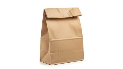 Brown paper lunch bag standing upright on flat surface © Mdakibul