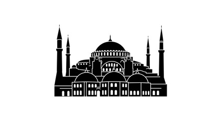 Fototapeta premium Hagia Sophia Istanbul Silhouette Icon.