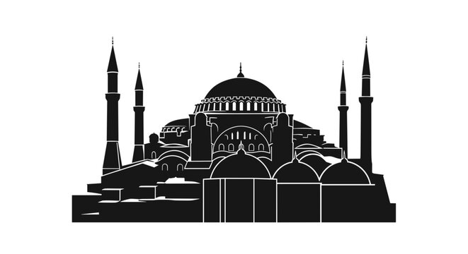 Hagia Sophia Mosque Silhouette Istanbul Landmark.