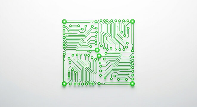 High-tech circuit board logo on white background