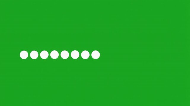 Animated white circles on a green screen background for video editing and motion graphics