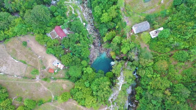 Blue eye, a small lake in the Albanian mountains