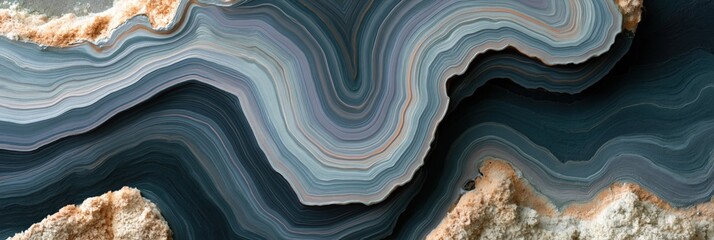 Obraz premium Layered geode cross section revealing banded mineral layers