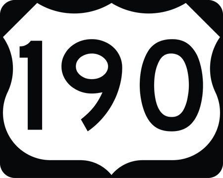 US Route 190 Sign Road Shield Illustration Design Icon