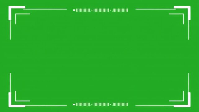 Futuristic green screen overlay animation with digital interface elements and borders