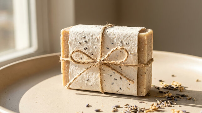 Sustainable packaging design sustainable packaging design for handmade soap gift in natural paper wrap