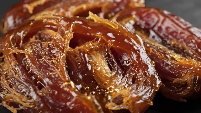 Closeup Macro Shot of Delicious Dried Dates with Visible Texture.