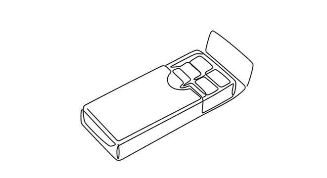 Outline of an open chewing gum package on white background  