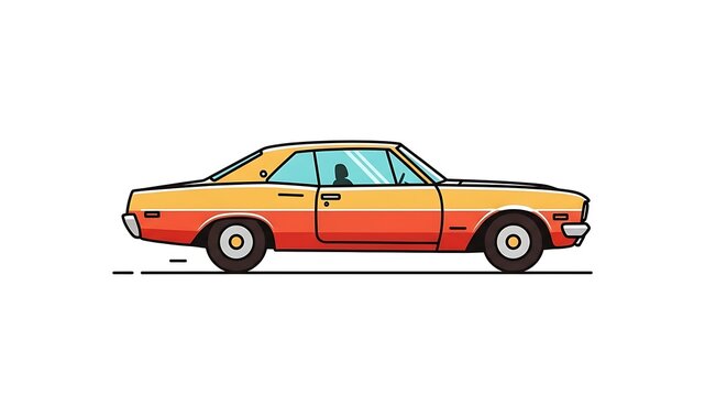 Classic vintage car with colorful gradient paint job.