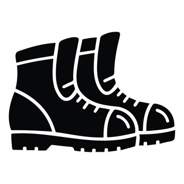 Pair of durable tactical boots silhouette vector illustration for outdoor military gear.