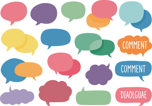 Colorful Speech Bubbles and Chat Dialogue Box Vector Illustration Set