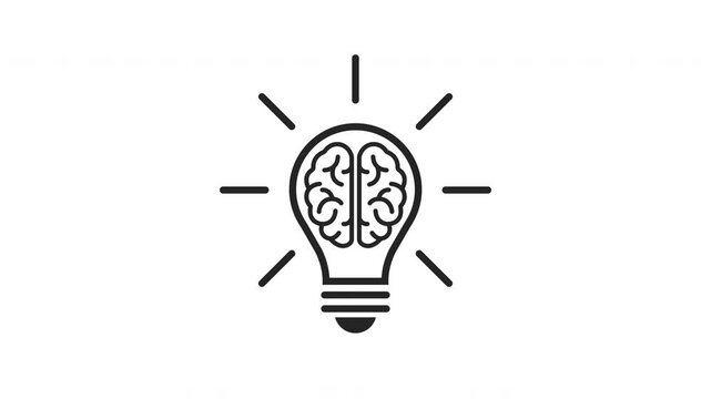 Creative innovation thinking brain idea light bulb animation motion graphic