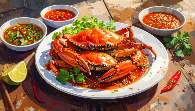 Spicy Steamed Red Crabs Dish