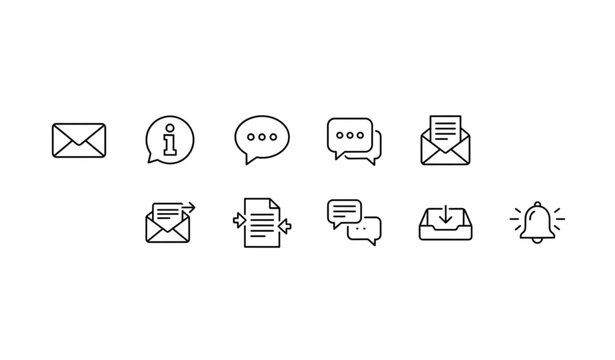 Email Messaging and Communication Outline Icons Vector Pack for Web and Mobile