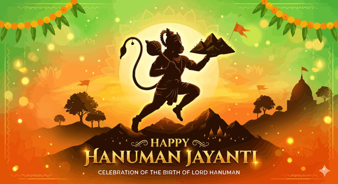 Hanuman Jayanti Celebration of the Birth of Lord Hanuman Illustration