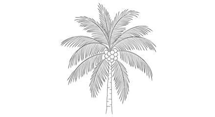 Fototapeta premium Detailed Line Art Drawing of a Coconut Palm Tree.