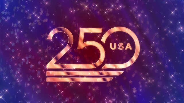 Festive patriotic background for the 250th anniversary of the United States, with glowing stars and a vibrant commemorative design