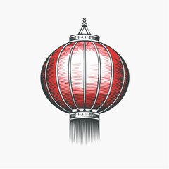 Fototapeta premium Lanterne chinoise traditionnelle rouge en illustration