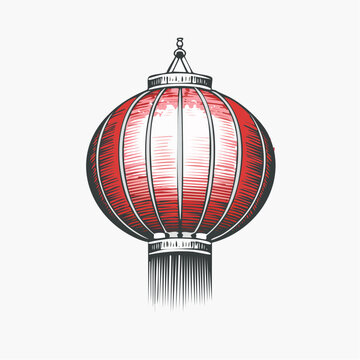 Lanterne chinoise traditionnelle rouge en illustration