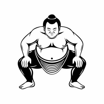 Lutteur sumo en posture traditionnelle stylis&eacute;e