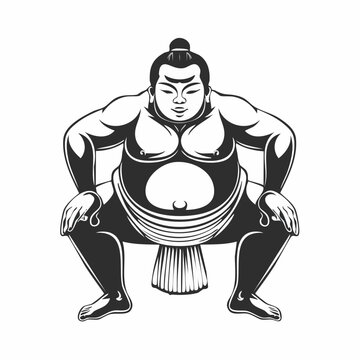 Lutteur sumo en posture traditionnelle stylis&eacute;e