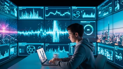 Fototapeta premium Business professional analyzing stock market data on computer.