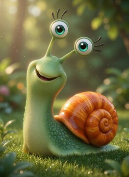 The snail smiles positively