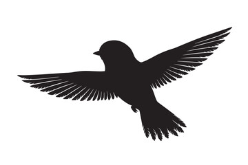 Fototapeta premium Flying Black-Capped Chickadee Bird Silhouette Isolated Songbird Graphic Element
