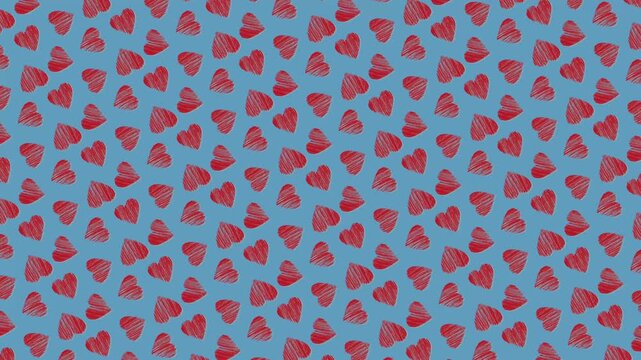 Hand Drawn Hearts Background Animation Loop