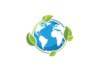 Fototapeta premium Earth surrounded by green leaves, symbolizing eco-friendly and sustainable environment