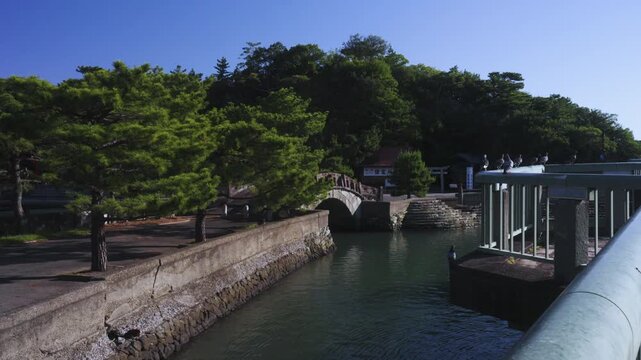 Early Morning View of Furobashi Bridge in Wakanoura &ndash; Japan Heritage, Wakayama City, Japan　日本遺産・和歌の浦「早朝の不老橋」和歌山県和歌山市